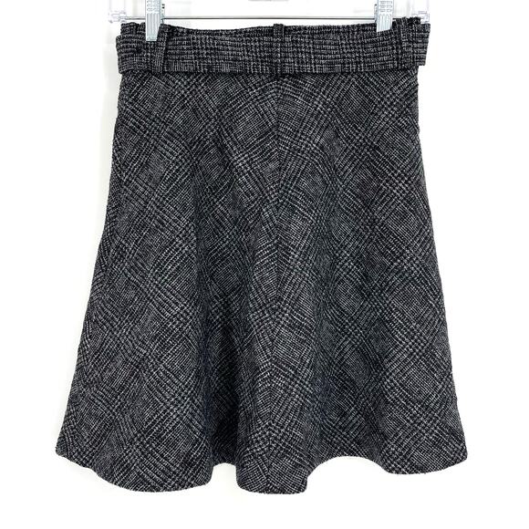 Zara Gray Tweed Skirt Size XS Belted Mini A-Line - Picture 2 of 7